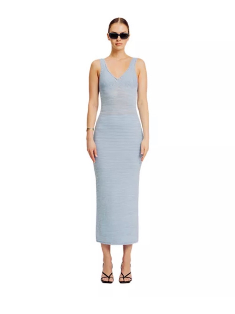 Torn by Ronny Kobo Madi Knit Midi Dress Light Sky Blue Small NWT